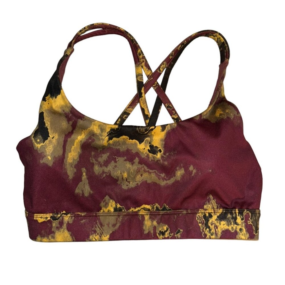joy lab burgundy gold marble print sports bra M EXCELLENT AS NEW
